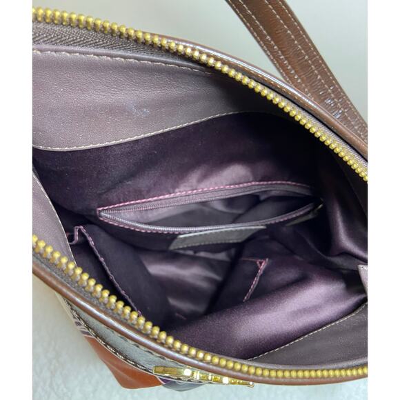 Authentic Coach Multicolored Hand Drawn Scarf Print Satin Hobo Bag 10”x11” READ - Picture 12 of 16